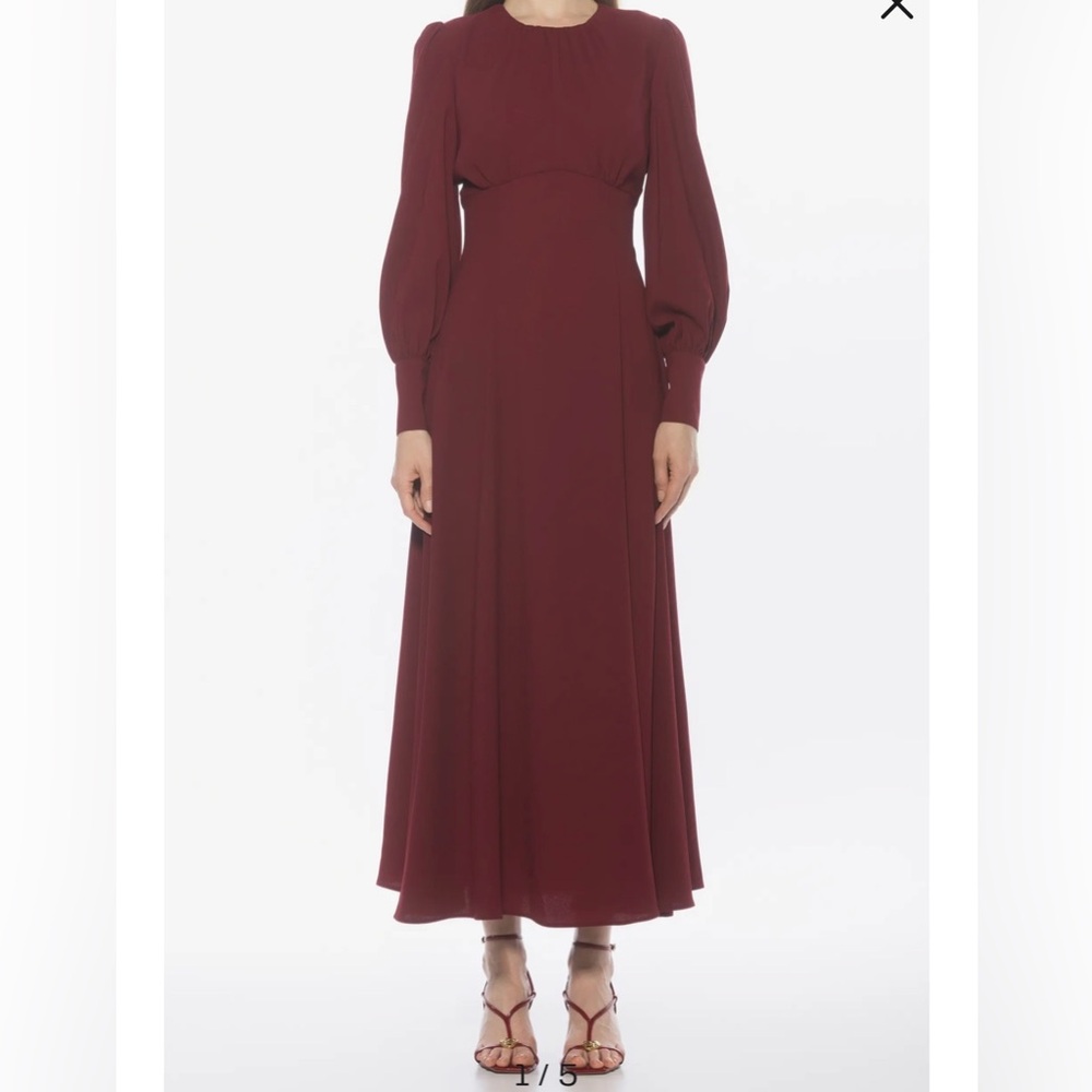 Alexia Admor Burgundy Long Sleeve Empire Waist Maxi Dress Great for Any Occasion